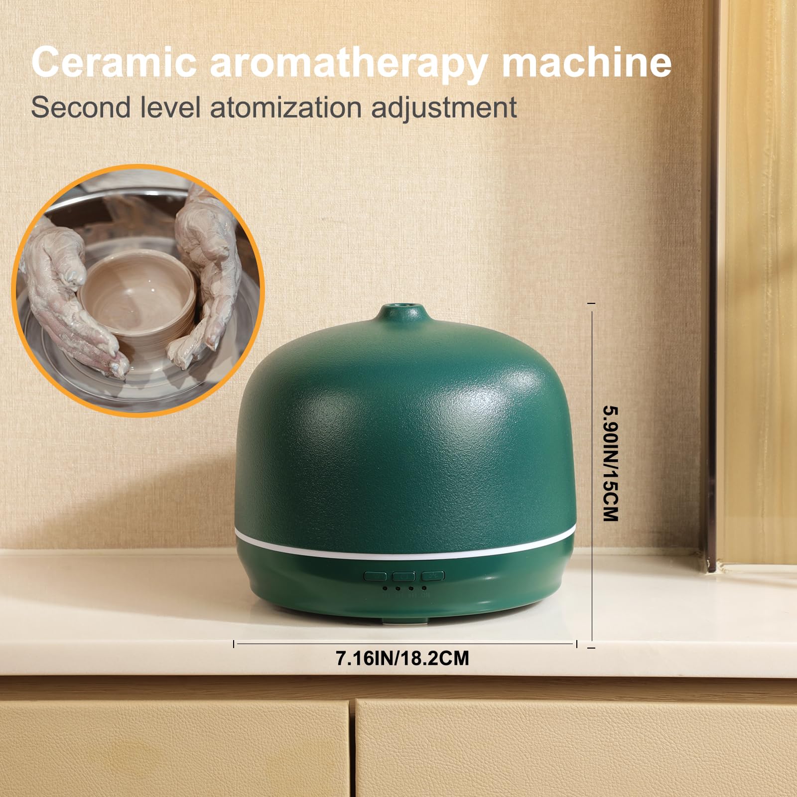 Diffusore di oli essenziali in ceramica per la casa, grande stanza, 500 ml, diffusore d'aria per aromaterapia, diffusore d'aria per camera da letto, dissipatore di aromi ad ultrasuoni con