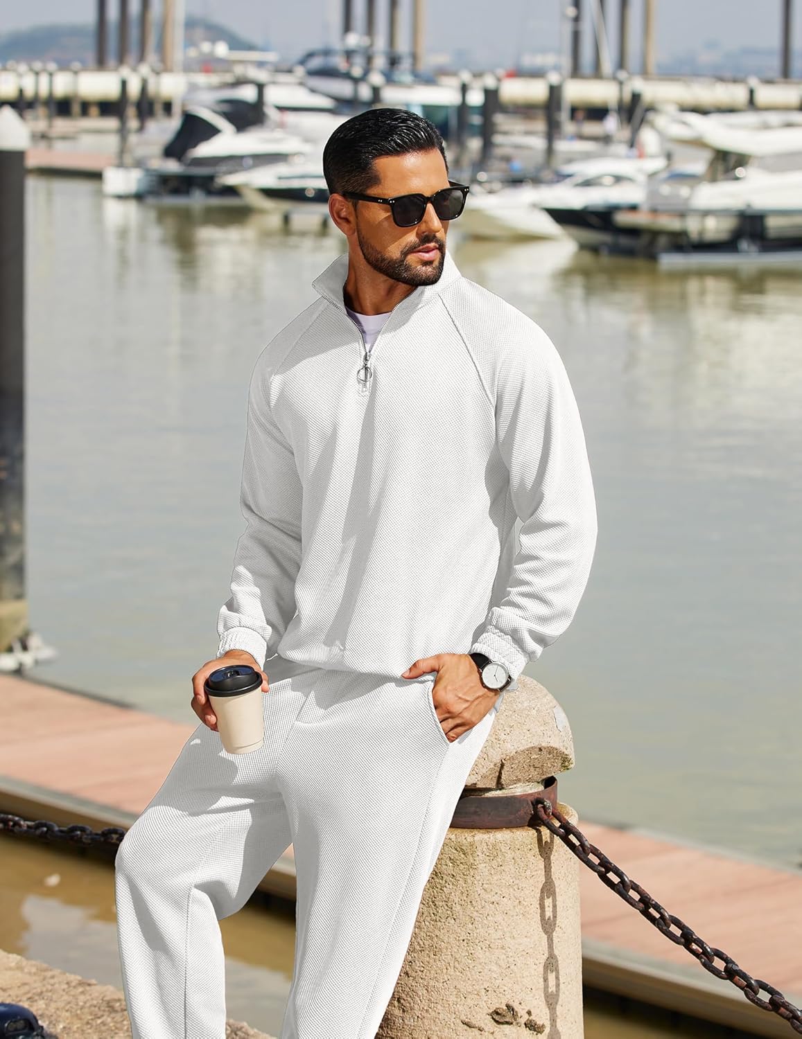COOFANDY Men's Tracksuit 2 Piece Relaxed Fit Half-zip Sweatsuits Athletic Running Jogging Suit Sets - Image 5