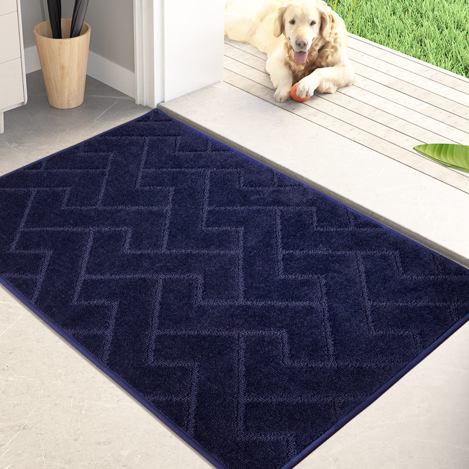 PURRUGS Dirt Trapper Door Mat 24" x 35.5", Non-Slip Machine Washable Entry Rug, Shoes Scraper, Dog Door Mat, Super Absorbent Welcome mat for Front Door, Back Door, Muddy Wet Shoes and Paws