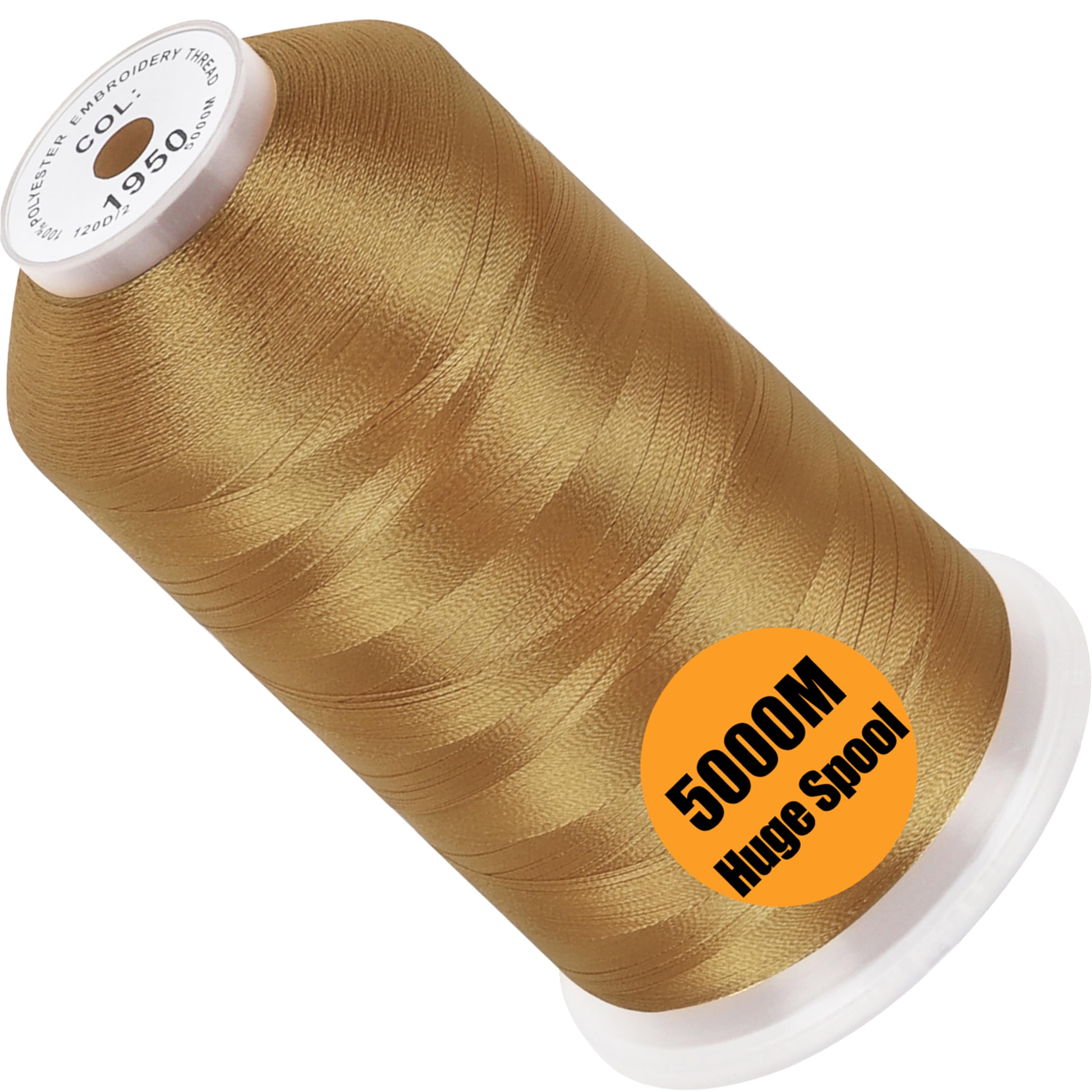 New brothread - Single Huge Spool 5000M Each Polyester Embroidery Machine Thread 40WT for Commercial and Domestic Machines - Christmas Gold