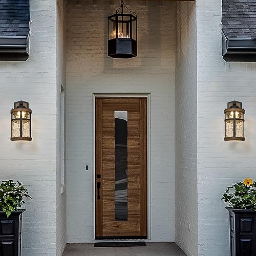 Miniatura 6 de Maxxima Lámpara LED de pared para exteriores, color negro con acabado de grano de madera, vidrio transparente, 800 lúmenes, blanco cálido de 3000 K,