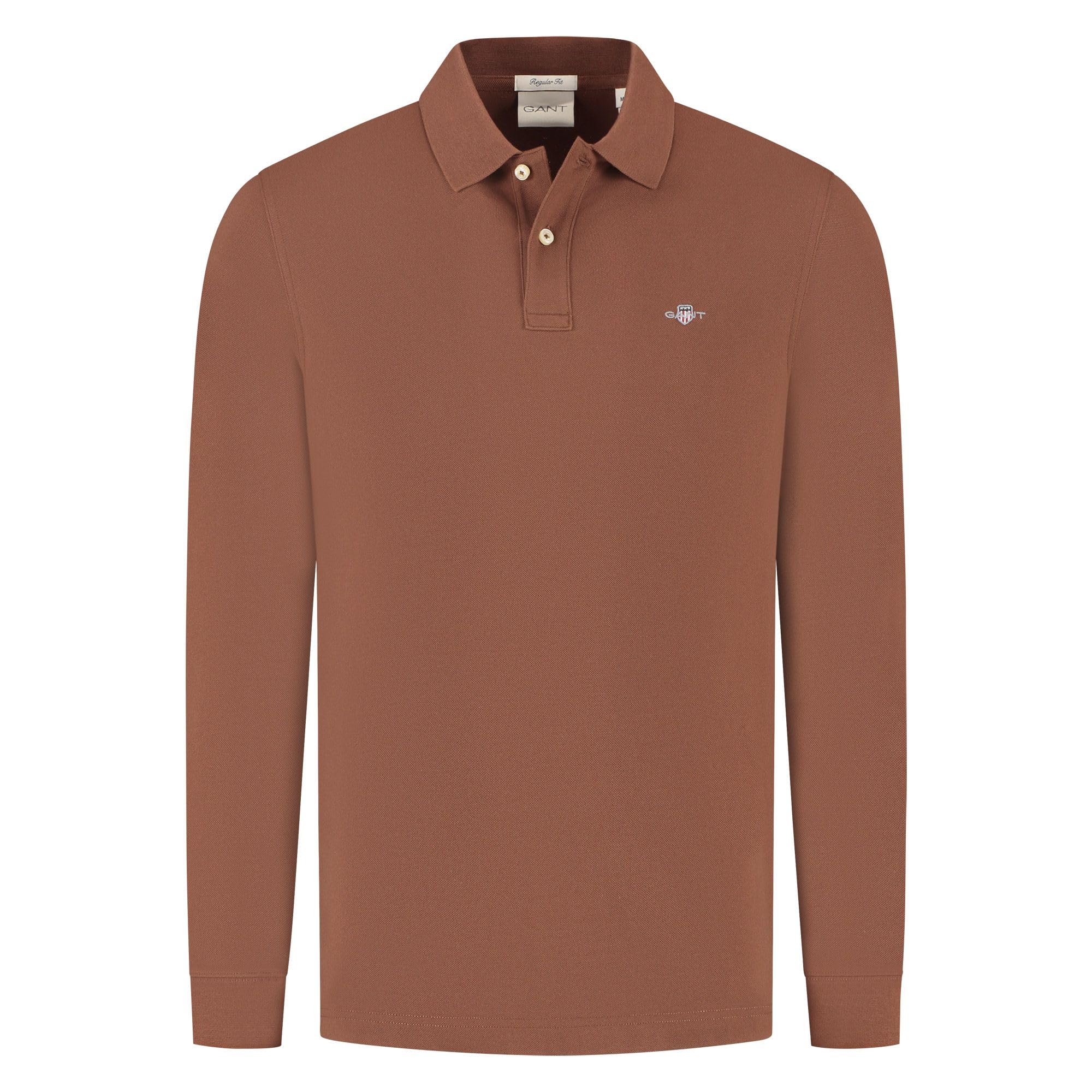 Gant Men's Mahogany Brown Reg Shield Ls Pique Rugger, M
