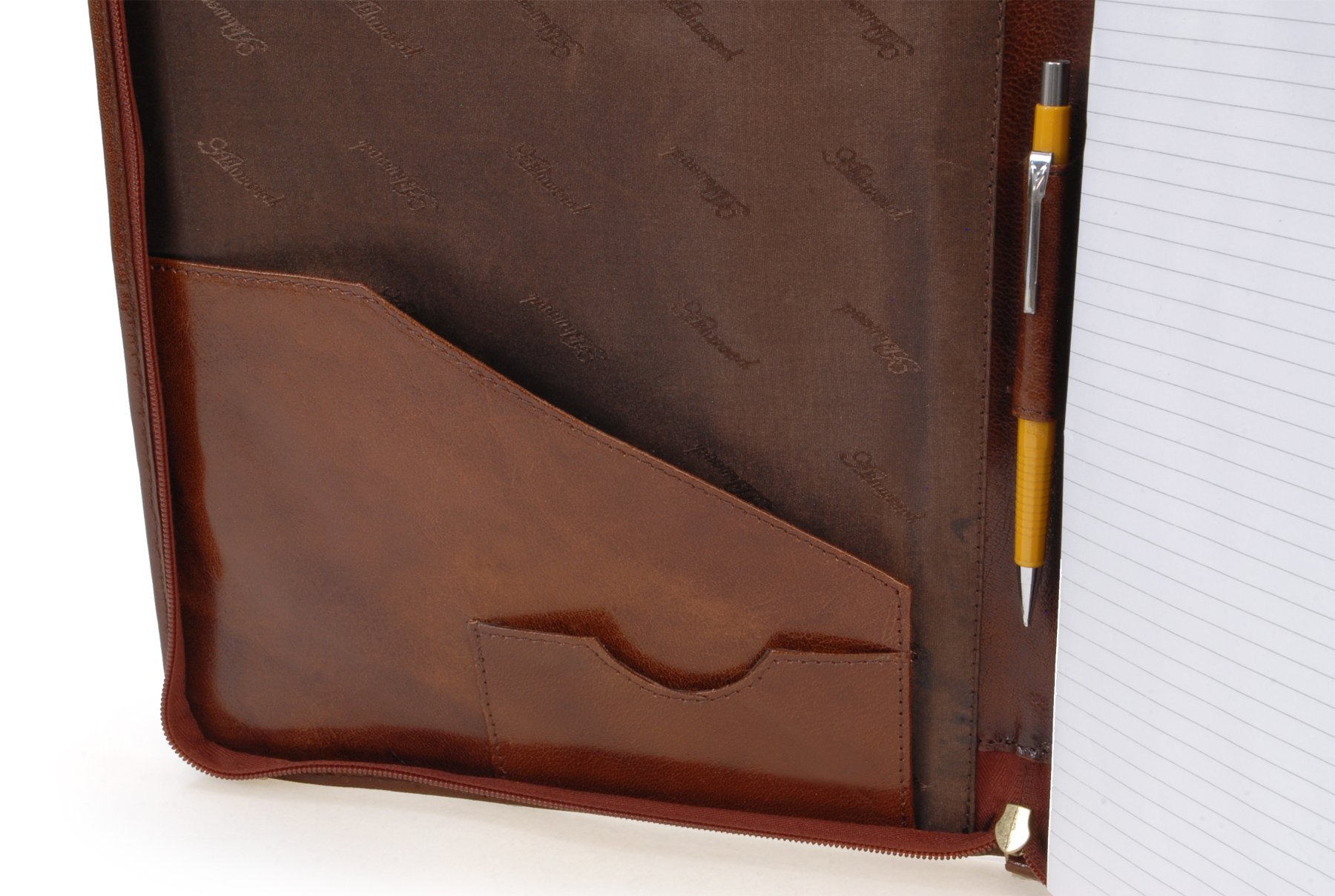 Ashwood - Portacuaderno de Piel - Carpeta Portadocumentos A4 con Cremallera - Portafolio de Viaje para Hombre - A4 Folder - Castaño Marrón
