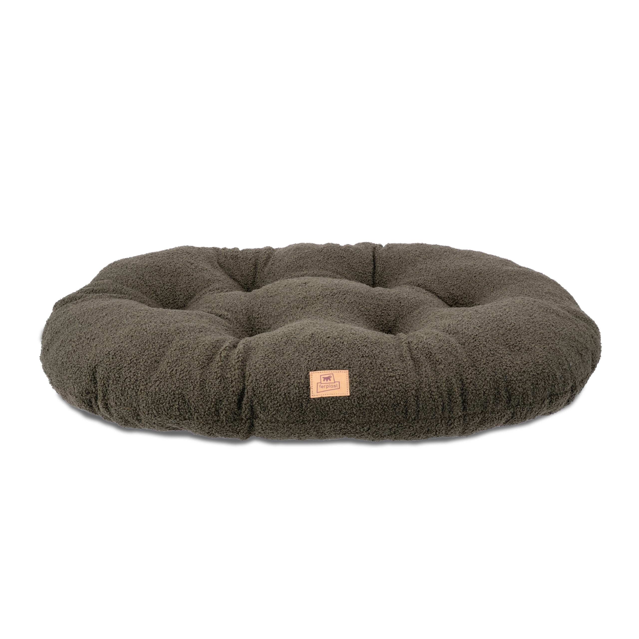 Ferplast Cuccia Cane Cuscino per Cani grandi, Cuccia Gatto, Tessuto Lavabile in Bouclé Sintetico, Imbottitura Soffice, 85 x 55 x h 5 cm. Verde