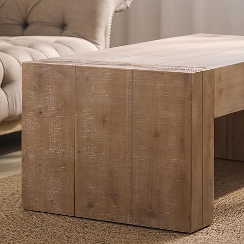 Miniatura 102 de SSLine Mesa de centro rectangular de madera antigua de 45.2 pulgadas para sala de estar, mesas auxiliares de almacenamiento de 2 niveles con patas