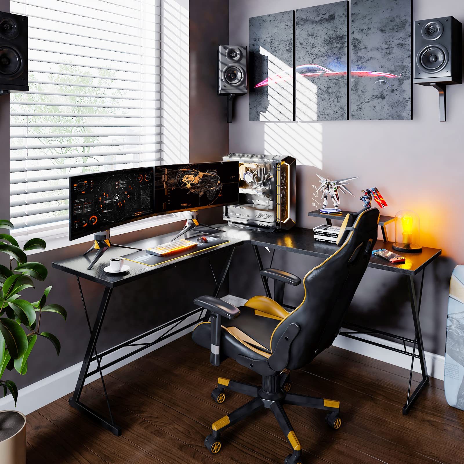 Amazon.co.jp: ODK パソコンデスク l字デスク ゲーミングデスク L字 幅  