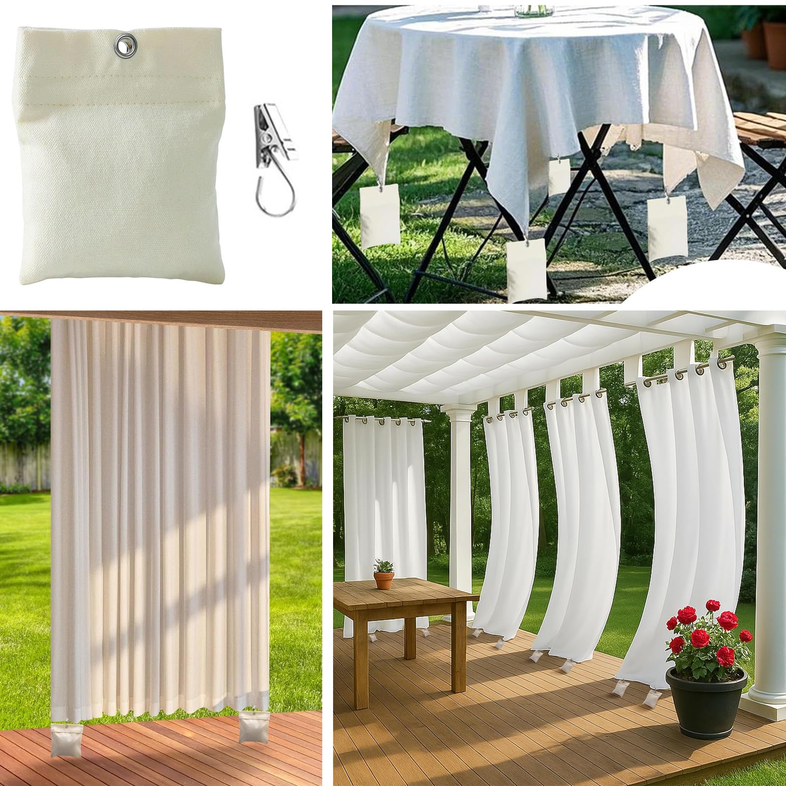 8 Bolsas De Peso Para Cortinas De Exterior Con Clips, Estabiliza Toldos Y Pérgolas, Fácil Instalación Y Guardado