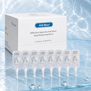 100% Pure Hyaluronic Acid Facial Serum - Sterile Aseptic Individually Sealed for Dry Sensitive Skin Deep Hydration, 20 Vials 1ml each