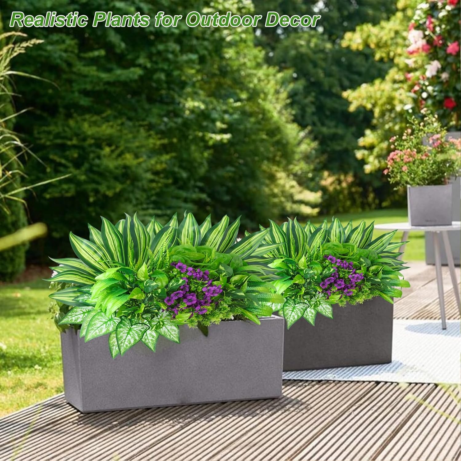 14Bundles Artificial Greenery Plants Outdoor Artificial Ivy Plants Faux Pothos Ferns Stems UV Resistant, Realistic Fake Shrub Grasses Flowers Planter Filler for Window Box,Porch,Garden Spring