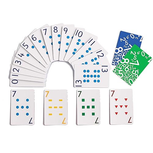 edxeducation School Friendly Playing Cards - In Home Learning Game - Set of 8 Decks - 448 Cards - Multicolored Patterned Cards Numbered 0-13 - Teach Counting and Probability