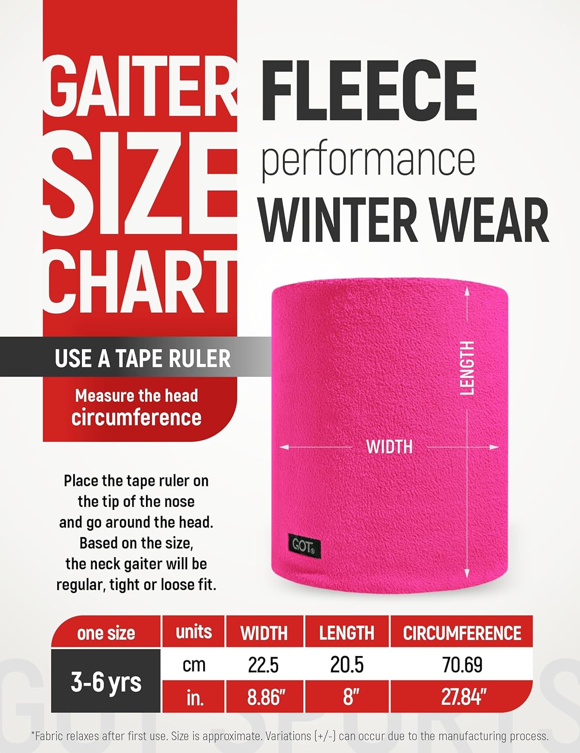 GOT Sports Kids Neck Warmer - Polar Fleece Ski Mask for Boys Girls - Double-Layer Scarf (Ages 3-6) - Image 5