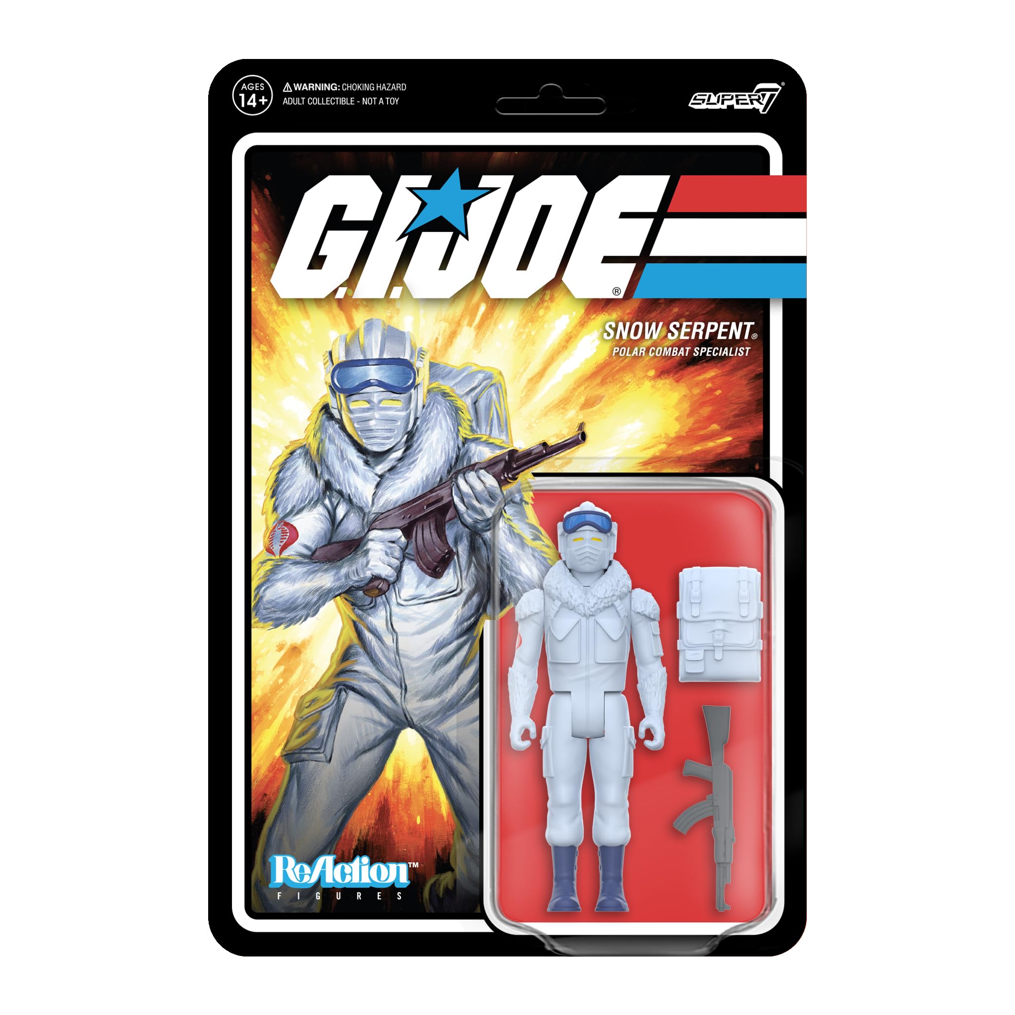 Super7 G.I. Joe Cobra Snow Serpent - 3.75" G.I. Joe Action Figure with Accessory Classic Cartoon Collectibles and Retro Toys