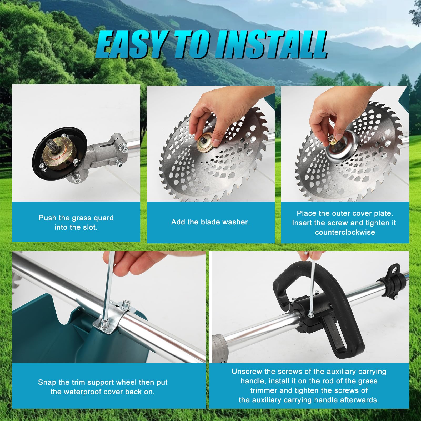 Decespugliatore senza fili per Makita 18 V batterie con 4 tipi di lama, motore brushless, decespugliatore elettrico da 25,4 cm con spazzola per erbacce (senza batteria)