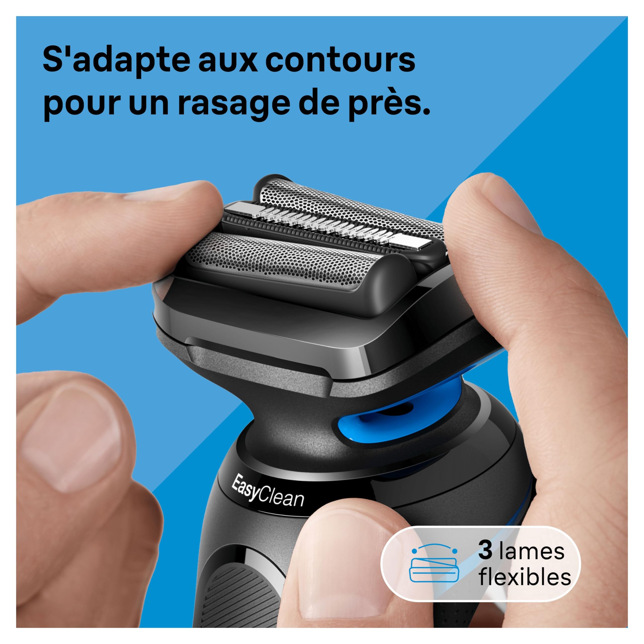 Braun Rasoir Electrique Homme Series 5 51-B1000s, Bleu, Etanche, A Grille Et Sans Fil, 3 Lames Flexibles Pour Bien Raser La Barbe Et Le Visage, Coffret De Rasage Avec Chargeur Intelligent
