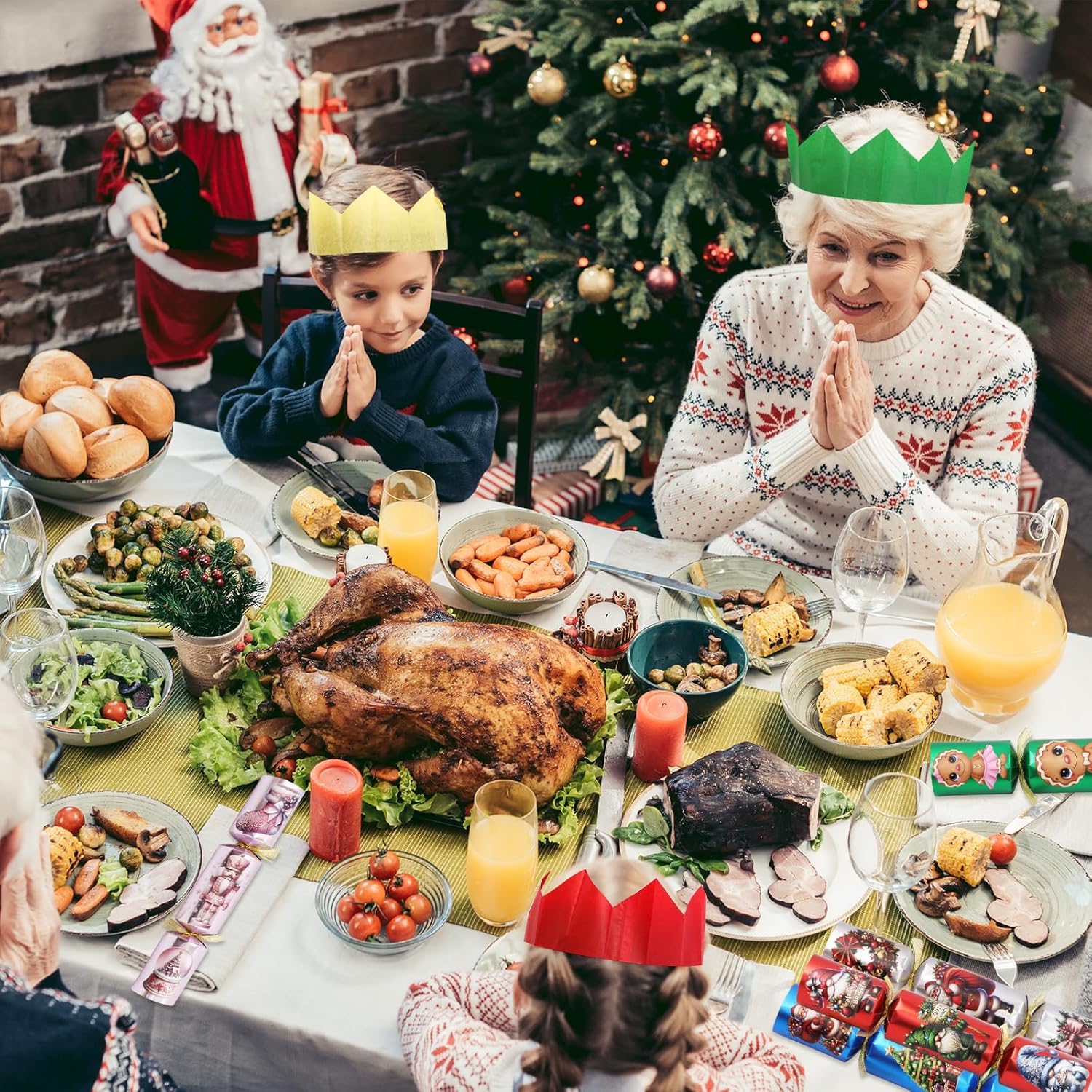 ceiba tree 8 Pcs Christmas Crackers Poppers Party Favors Non-Snap Table Supplies Games Sparkle with Toys Gifts Party Paper Hats Joke Paper