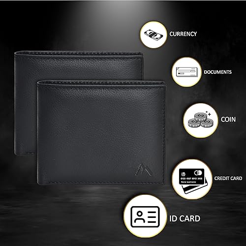 Miniatura 10 de Leather Wallet for men RFID blocking Credit Card Holder with 2 ID Slim wallets Napa Negra, Negro Vegetal Tan, Brown Nappa, Marrón Vegetal Tan, Nappa