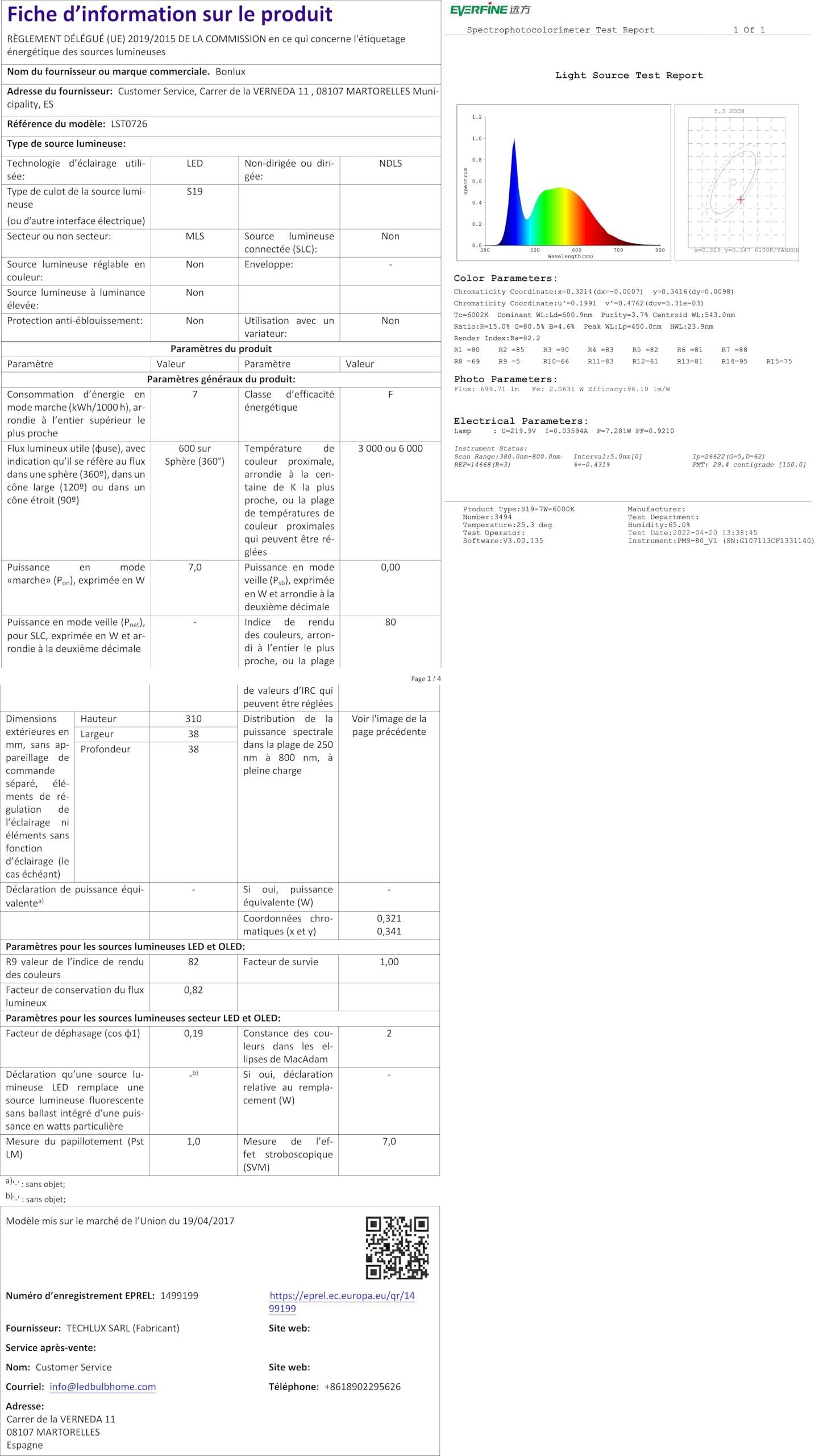 Tubo De LED Sofito 9W S19 309 Mm