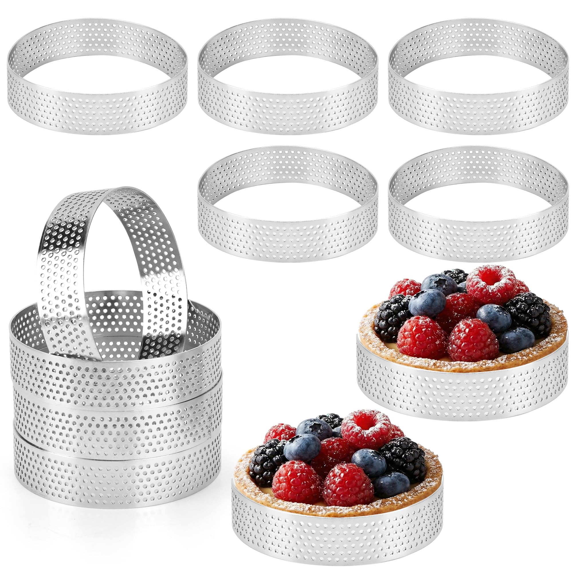 Moldes circulares de acero inoxidable de 10 cm para hornear magdalenas y repostería