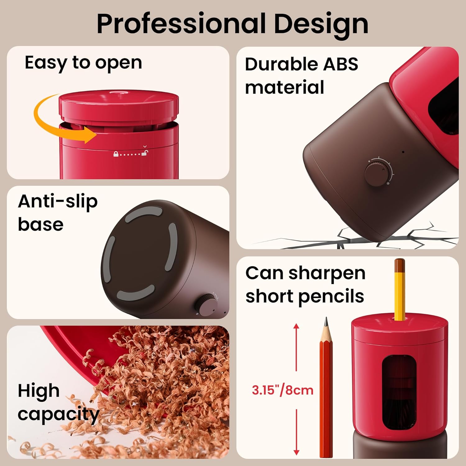 Electric Pencil Sharpener for Artists, Auto in& Out, Fully Automatic Sharpener for Kids, 6.9-11.2mm Colored/Jumbo Pencils, Rechargeable Hands - Free Pencil Sharpener for School Classroom