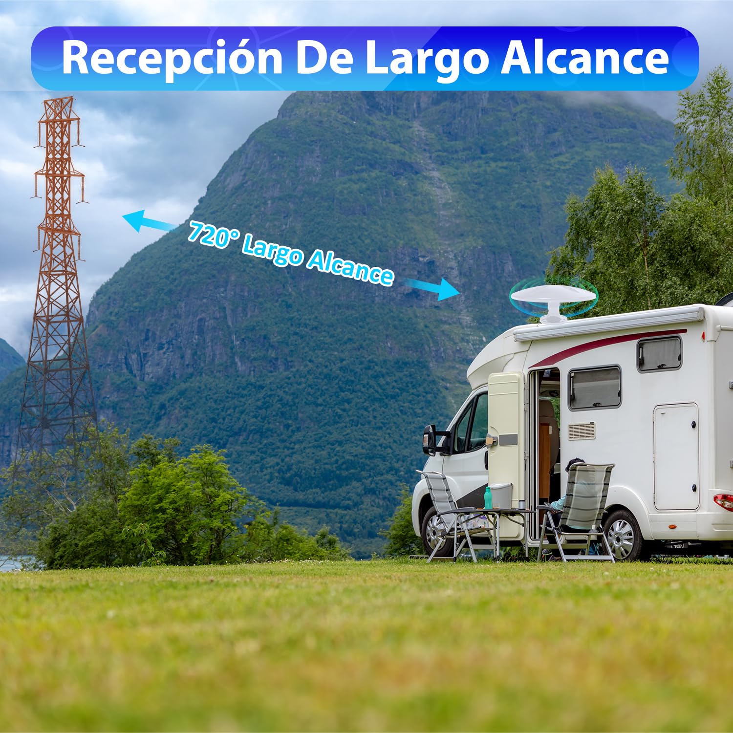 Antena de RV, Antena de televisión Exterior,de televisión HD y Smart para Exteriores, Compatible con autocaravanas, caravanas, Camiones y carrozas (Antena de RV - 08711)
