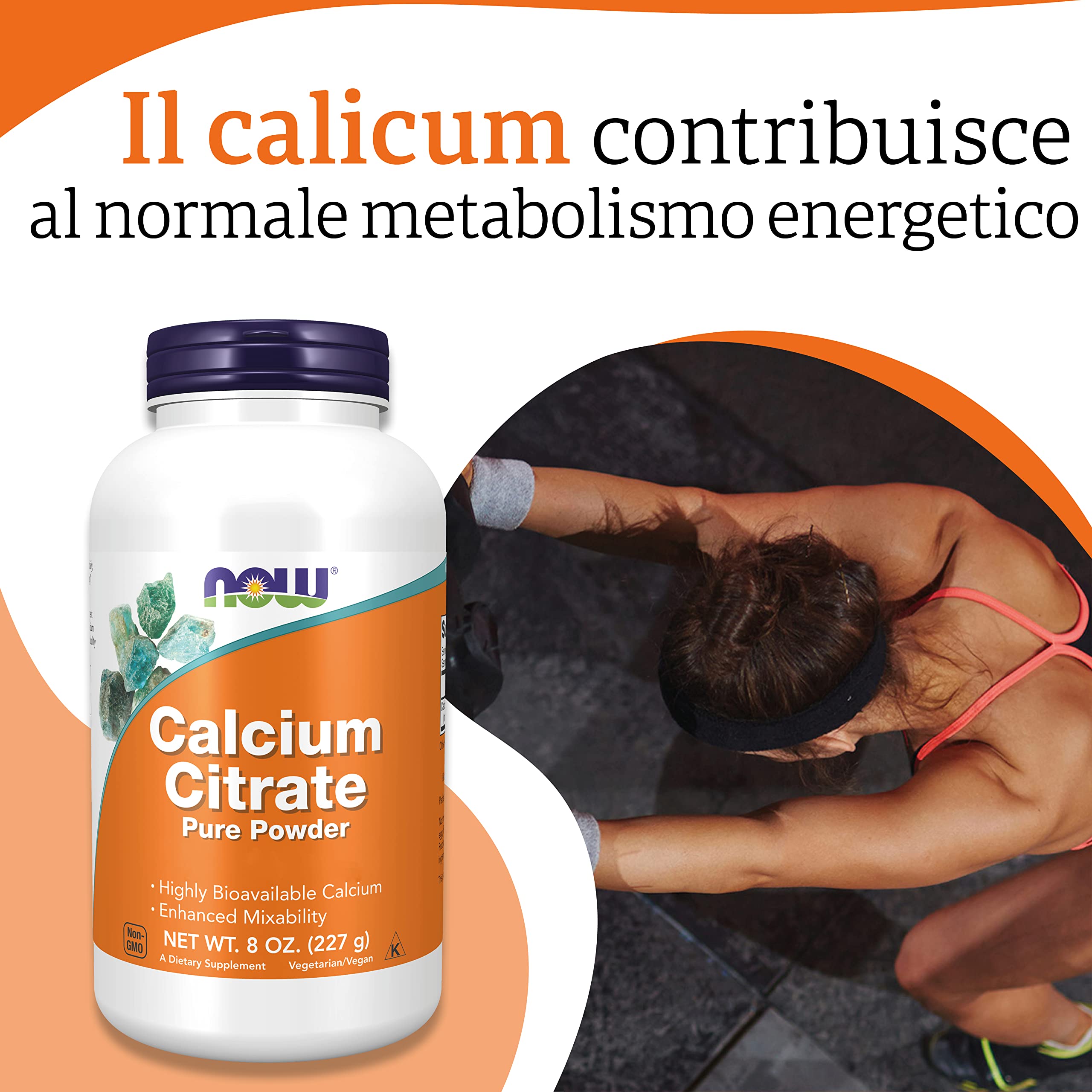 Now Foods, Calcium Citrate, Polvere Pura, 227 g, Testato in Laboratorio, Calcio, Senza Soia, Senza Glutine, Vegetariano