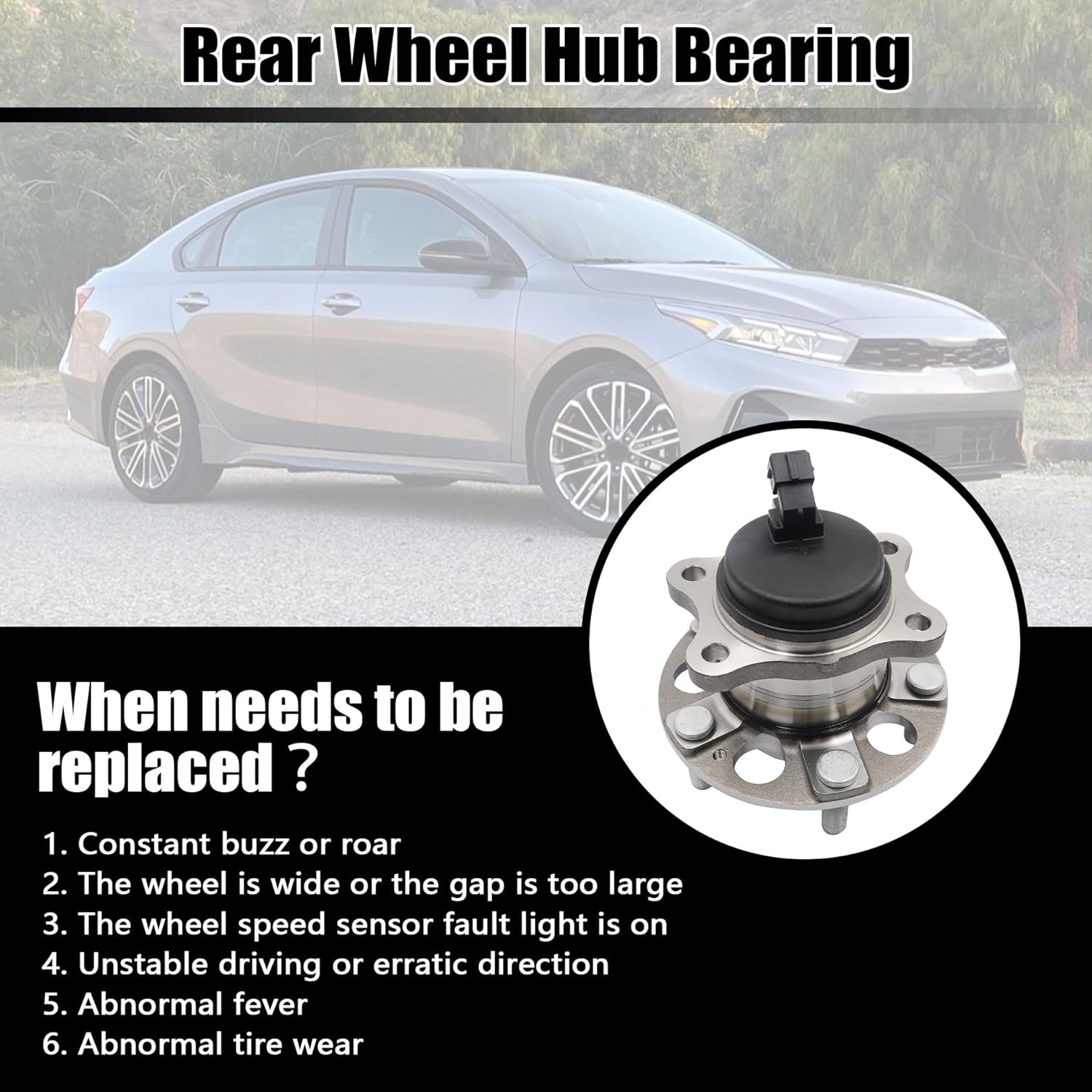 GXARTS Rear Wheel Hub Bearing 52730F0000 Compatible with Kia Forte 2019 2020 2121 2022 2023 Compatible with Hyundai Elantra GT 2017-2020 Compatible with Hyundai Ioniq 2017-2020