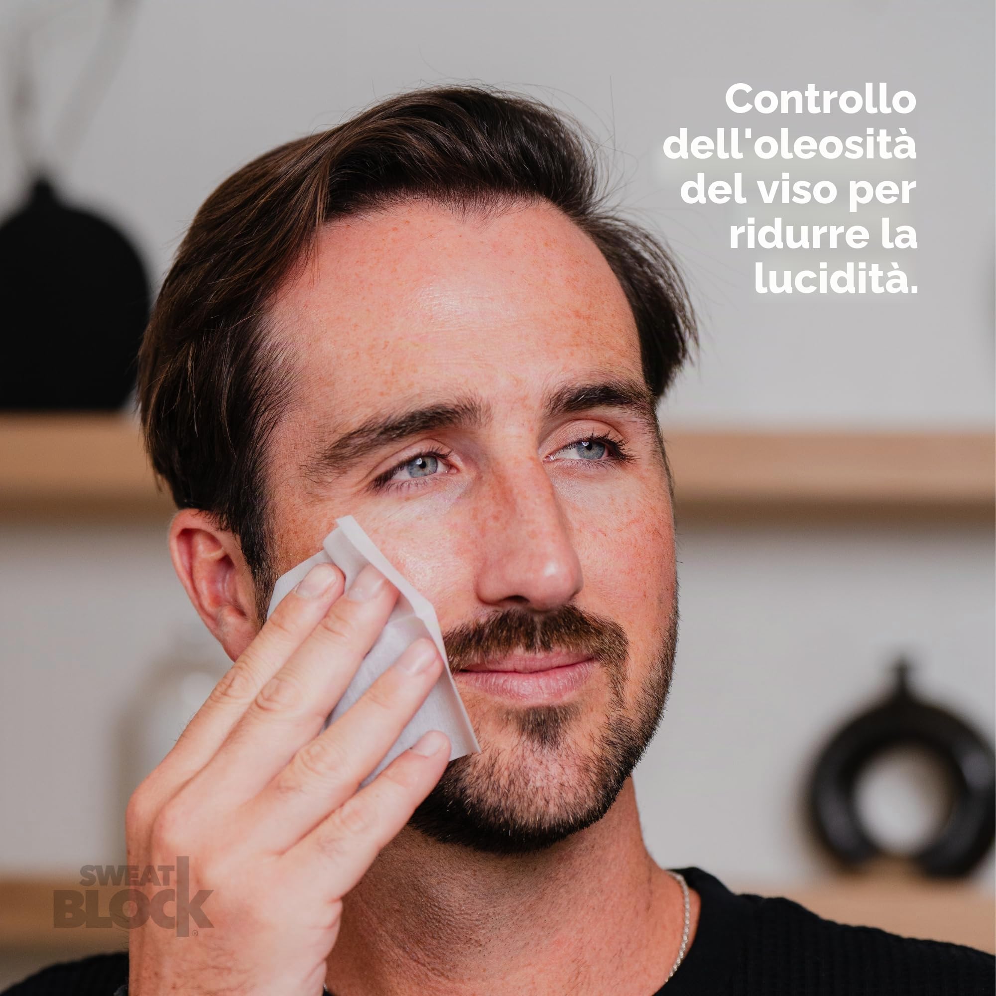 SweatBlock Salviettine viso quotidiane + controllo della pelle grassa, minimizzano la lucentezza e proteggono il trucco. Ideale per viso, fronte e lab