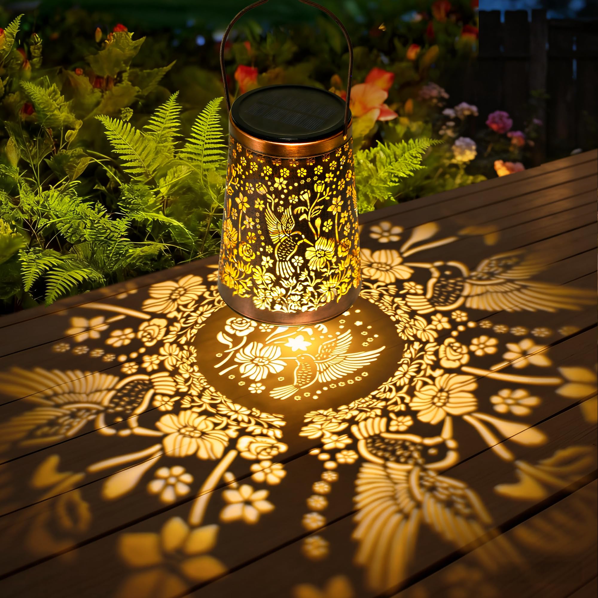 Solarlaterne für Außen 2 Stück, Kolibri Solarlampen für Außen Garten IP65 Wasserdicht Metall Solarlampen für Außen Hängend Geschenke für frauen Mama Oma für Deko Garten Balkon Terrasse