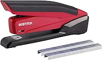 Bostitch Office Executive 3-in-1 Stapler: One-Finger No-Effort Stapling, 20-Sheet Capacity, Built-in Remover & 210 Staples, Red