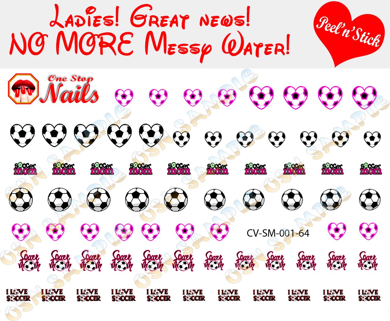 Soccer Mom Clear Vinyl Peel and Stick Nail Decals (NOT Waterslide) by One Stop Nails V1A.