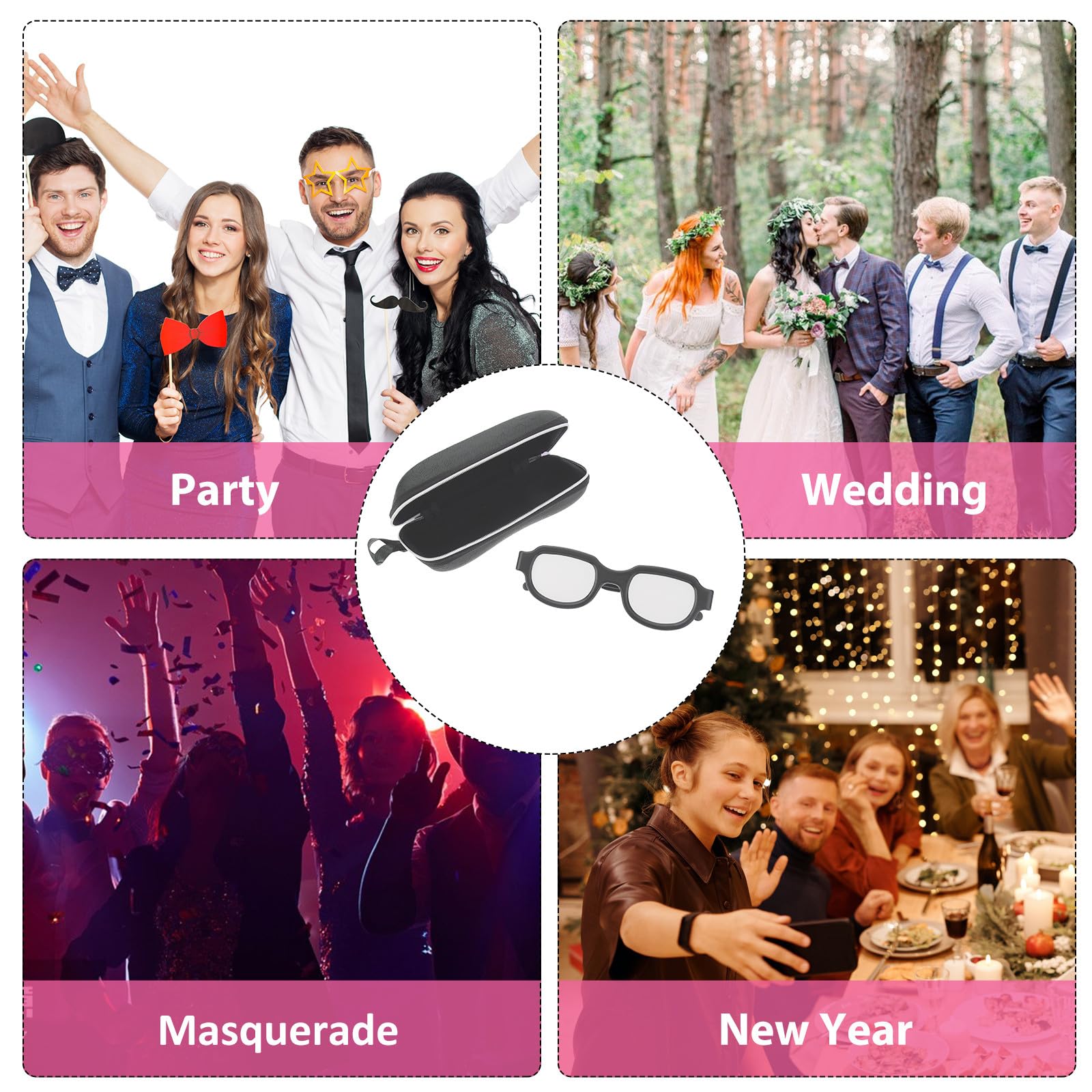 Gafas LED Carga USB Negras, Diseño Novedoso y Ligero, Ideales para Banquetes y Fiestas Estilo Único y Divertido de Plástico
