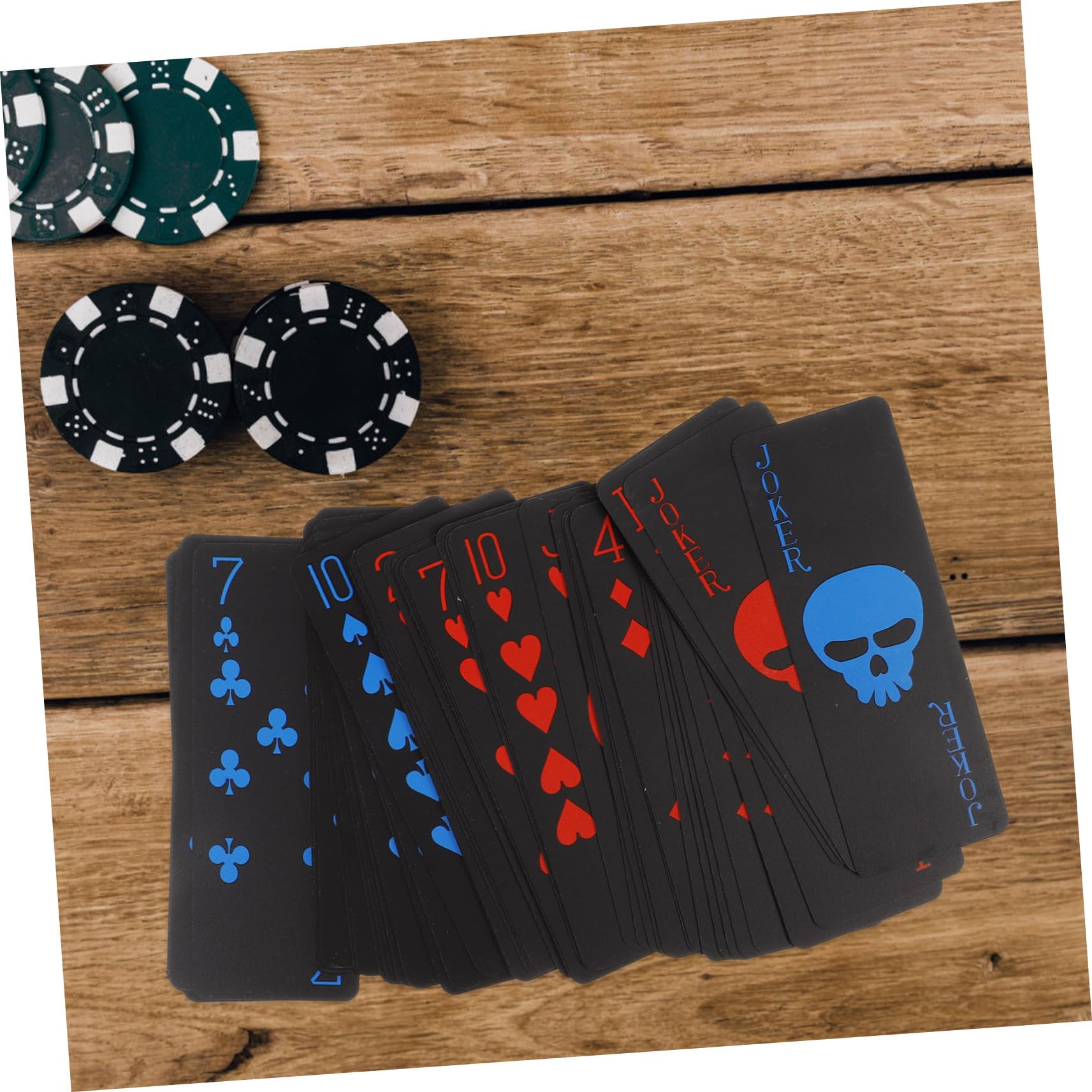 BESPORTBLE Cartes Poker Étanches PVC Noir Mat avec Motif Crâne Jeu de Cartes Plastifié pour et Réunions Poker Classique