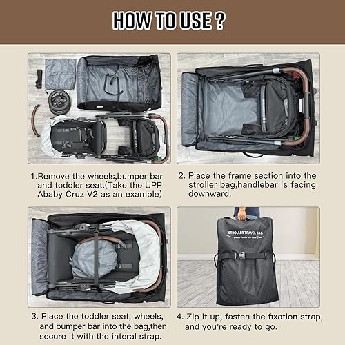 Miniatura 5 de RAYMACE Bolsa de viaje acolchada para cochecito de avión, bolsa de control para puerta de cochecito con ruedas compatible con UPPAbaby Vista, Vista