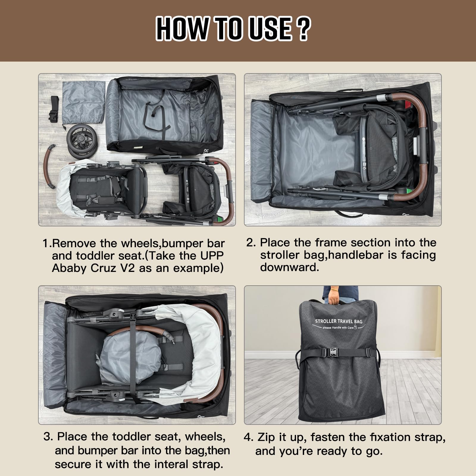 RAYMACE Bolsa de Viaje Acolchada para Cochecito de bebé, con Ruedas, para UPPAbaby Vista V2, Cruz V2 (Quitar Las Ruedas traseras), Funda Protectora de Viaje con diseño de fantasía