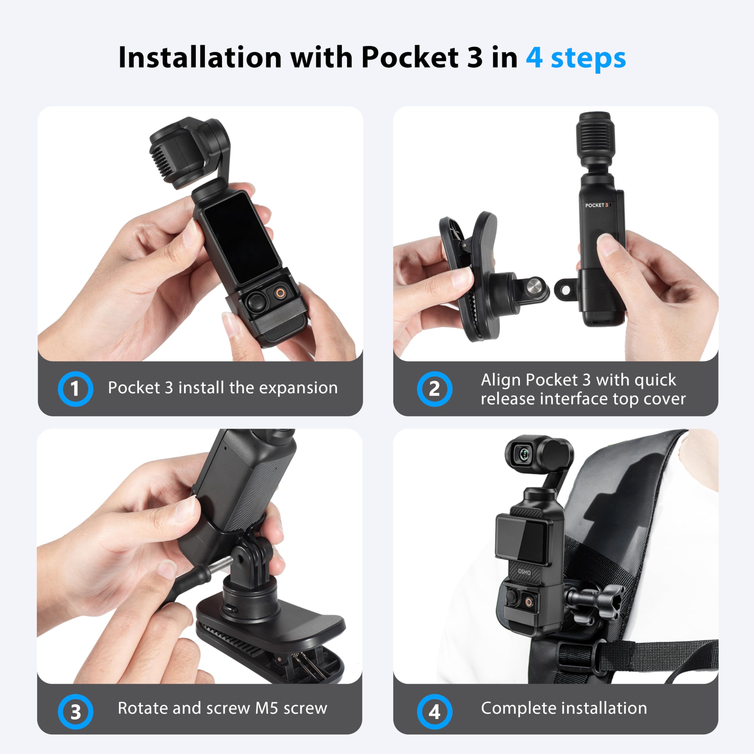Per DJI Osmo Pocket3 accessori adattatore per telaio di estensione supporto fisso supporto per zaino per scarpe fredde per Dji OSMO Pocket 3  44