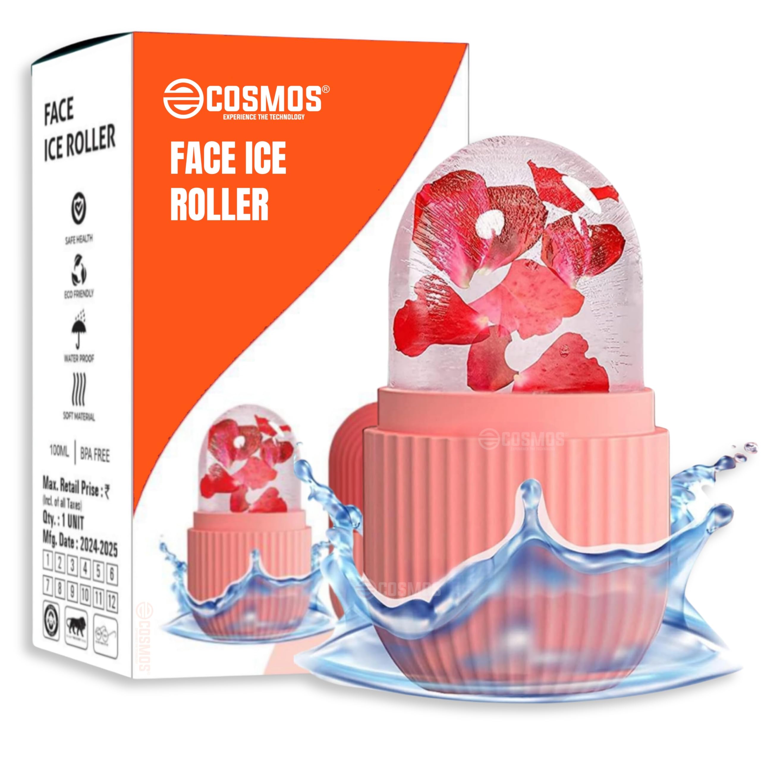 E-COSMOS Ice Face Roller Massager,Ice Cube Roller For Face, Eyes And Neck Naturally Conditioning And Skin Care,De-Puff Eye Bags,Reduce Migraine Pain,Reusable Massage Silicone Ice Mold (Multicolor)-image-22