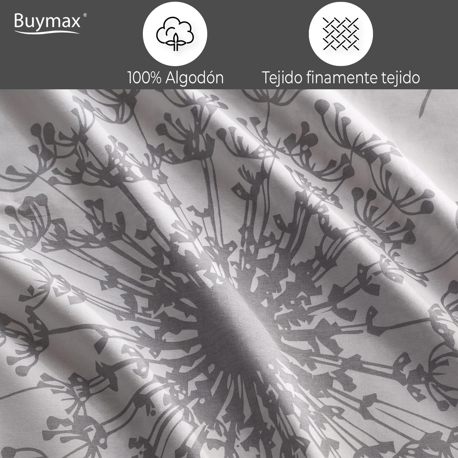 Buymax® Juegos de Sabanas Algodón, Ropa de cama de 200 x 220 cm, 100% algodón, 3 piezas, juego de ropa de cama de 200 x 220 cm con 2 fundas de almohada de 80 x 80 cm, certificado Öko-Tex Renforcé