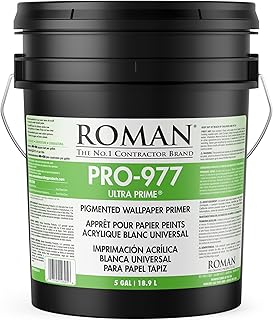 ROMAN PRO-977 White Wallpaper Primer - Pigmented Acrylic Primer for Wallcoverings and Home Improvement - 5 Gallons, White