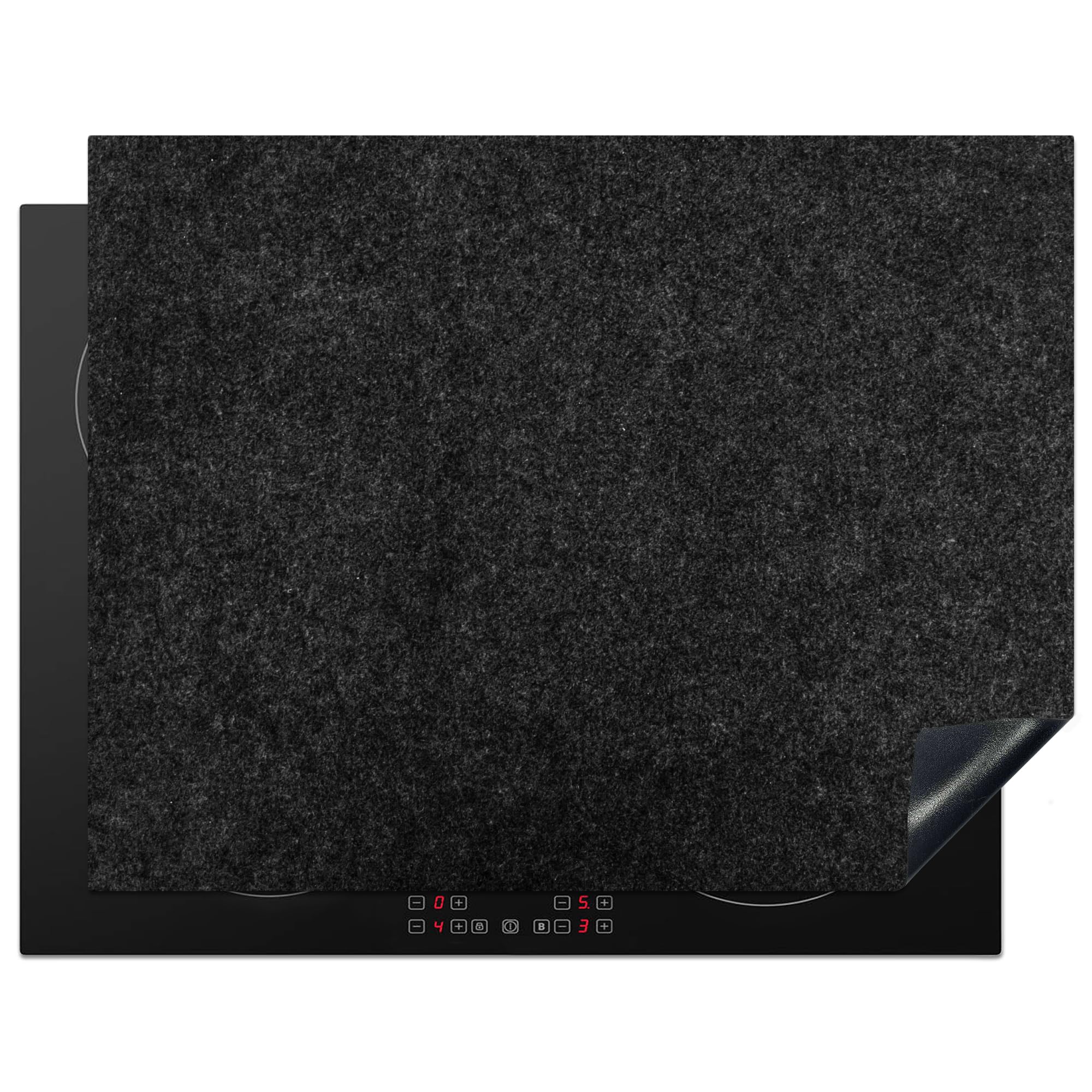 KitchenYeah© Induction Hob Protector Mat 23.2"x30.3" / 77x59 cm Stove Cap Top Cover Kitchen Cooker Covers for Electric Hobs Vinyl Granite - Black - Granite Structure - Dark