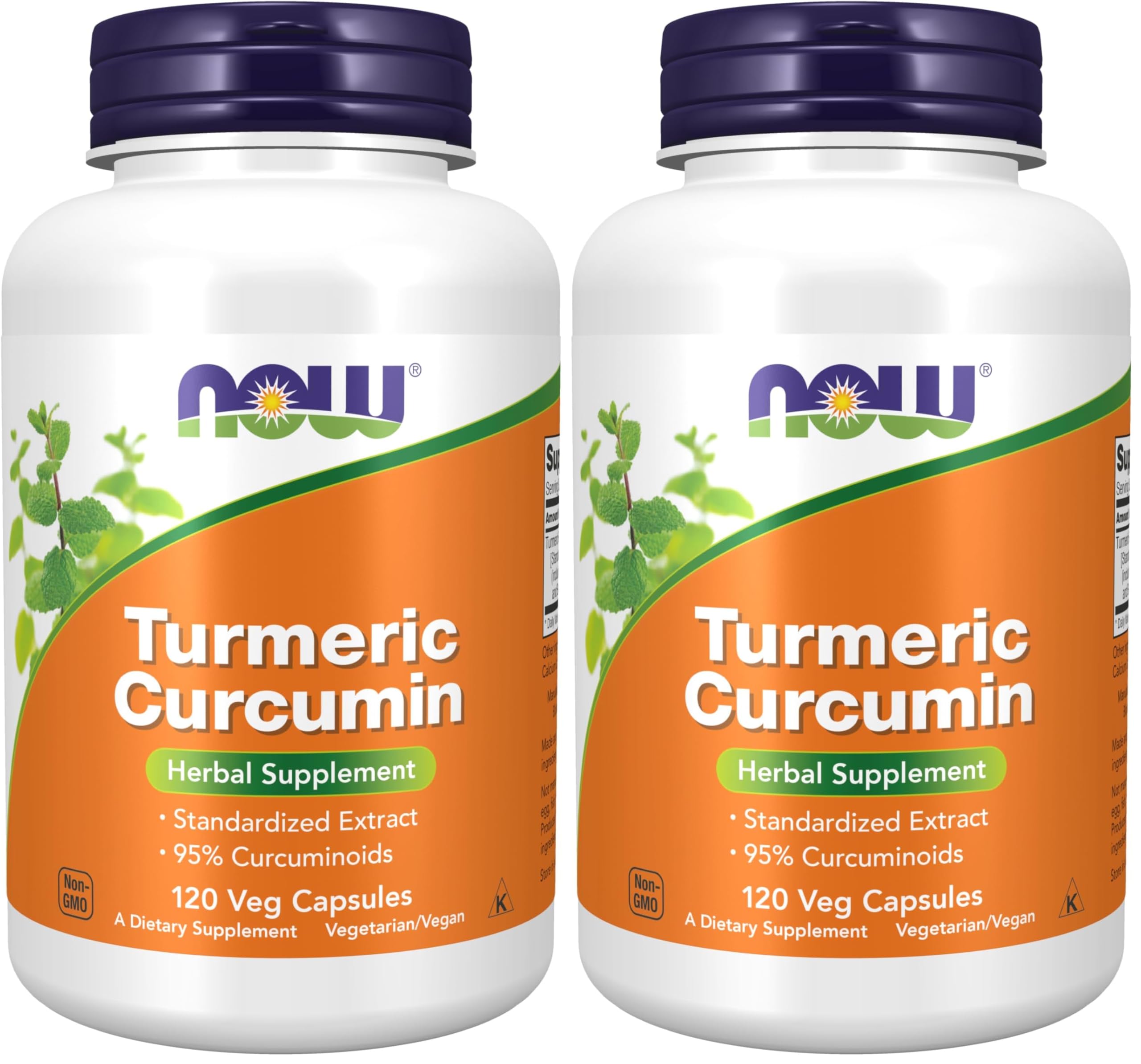 NOW Foods Supplements, Turmeric Curcumin, Derived from Turmeric Root Extract, Herbal Supplement, 120 Veg Capsules, (Pack of 2) 120 Count (Pack of 2)