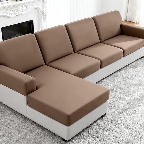 Miniatura 20 de TAOCOCO Fundas de sofá modular, fundas elásticas de cojín para sofá seccional en forma de L, 4 fundas de asiento seccionales, protector de muebles