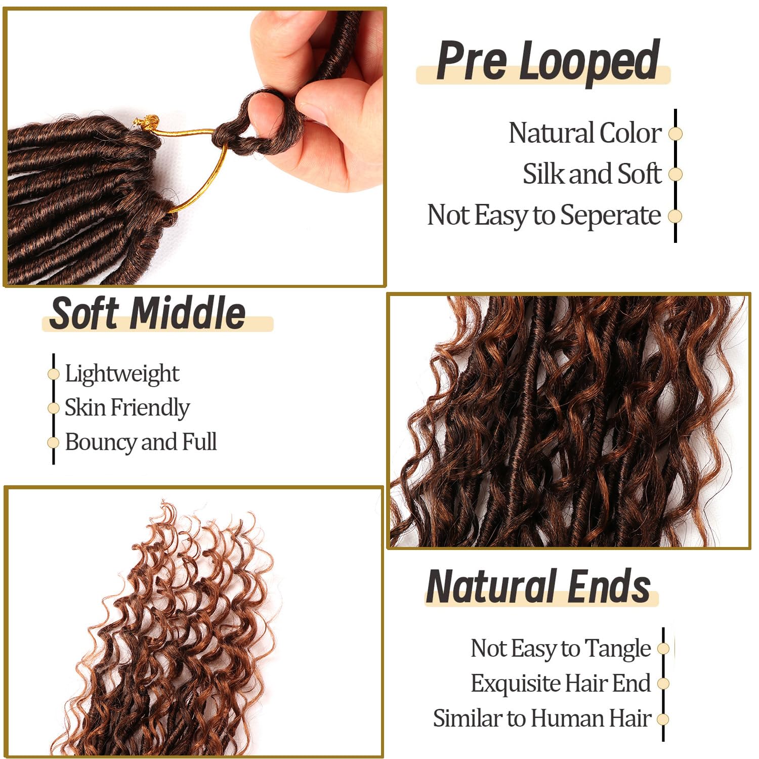 Faux Locs Crochet Hair-Soft Locs Crochet Braids Hair Extensions Goddess Braids Extensions Hair (#T30, 24Inch (Pack of 8)) - Image 3