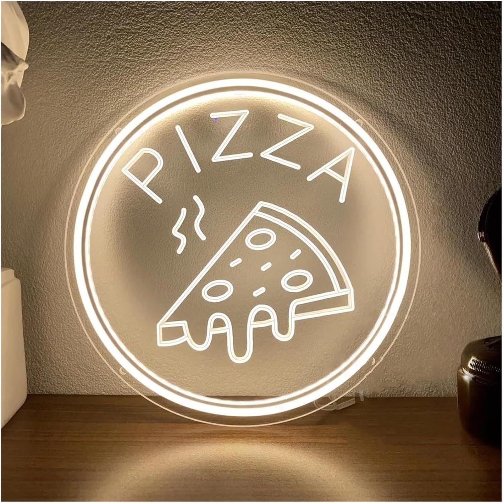 Wexxaii neon Light Sign Soothing Ambiance Pizza Neon Signs Powered by, Adjustable Brightness, Lights(A,40cm)