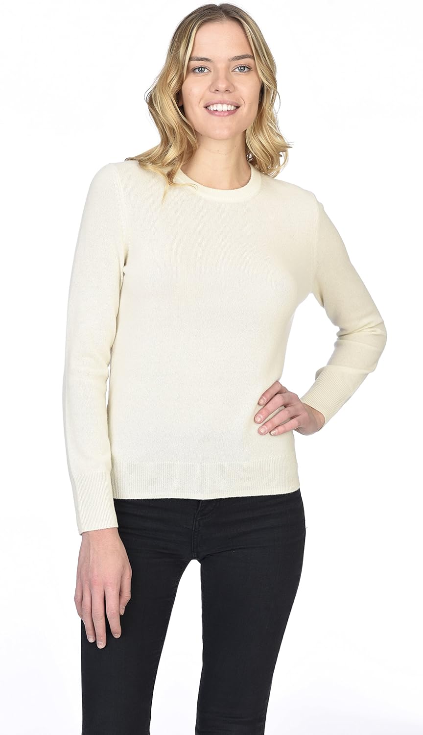 State Cashmere Women’s Essential Crewneck Sweater 100% Pure Cashmere Classic Long Sleeve Pullover - Image 4