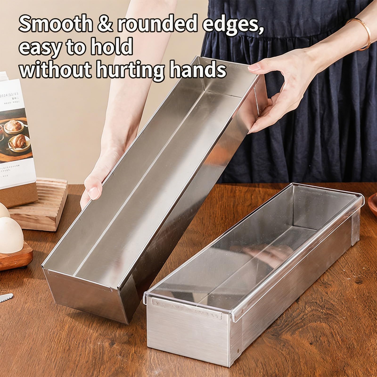 PANGBOER Molde multiusos de acero inoxidable para tartas, moldes de postre multiusos, perfectos para tartas de queso de tiramisú y otras delicias, molde rectangular para hornear
