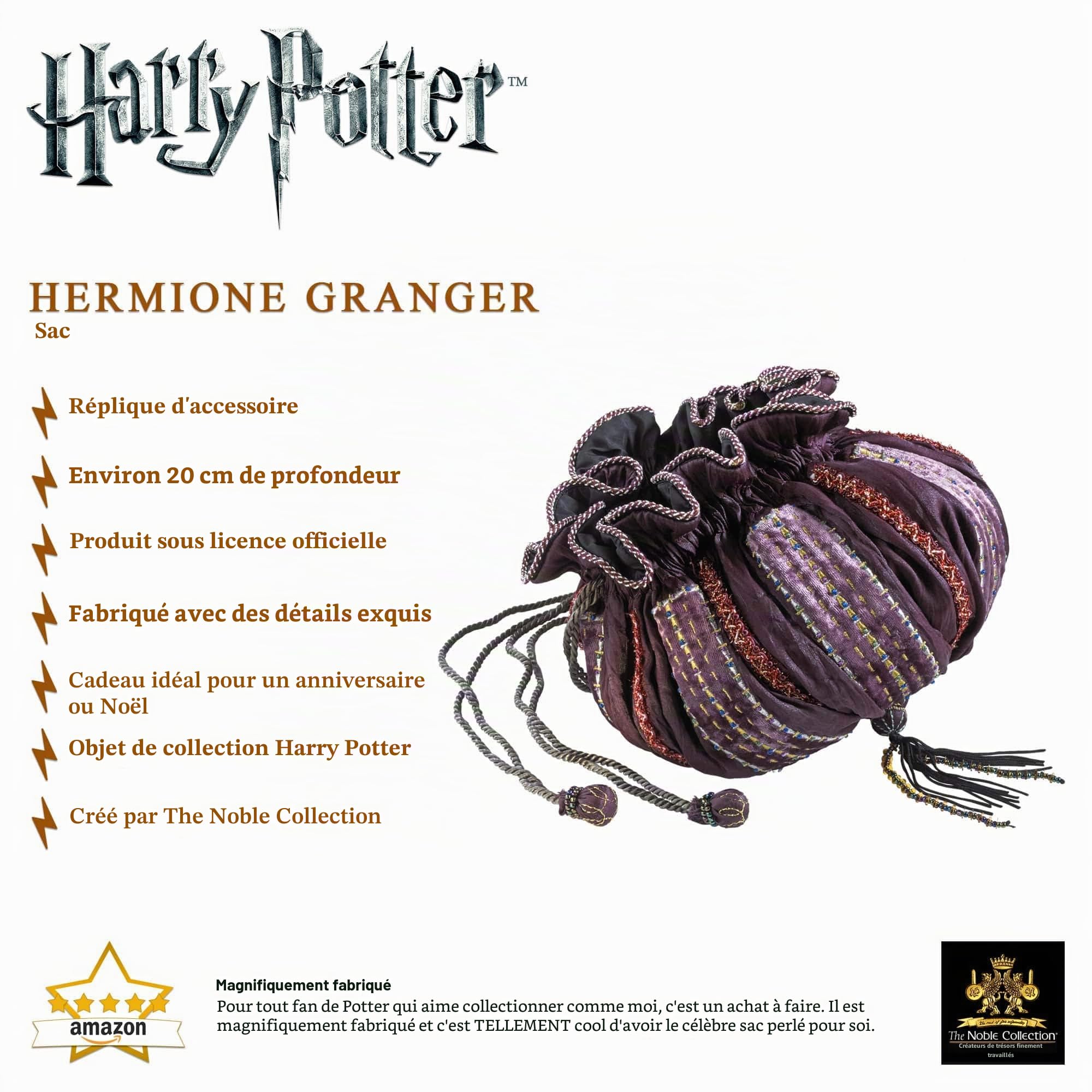 The Noble Collection Hermione Granger Bag - 8in (20cm) Purple Hermione The Noble Collection Hermione Granger Bag - 8in (20cm) Purple Hermione