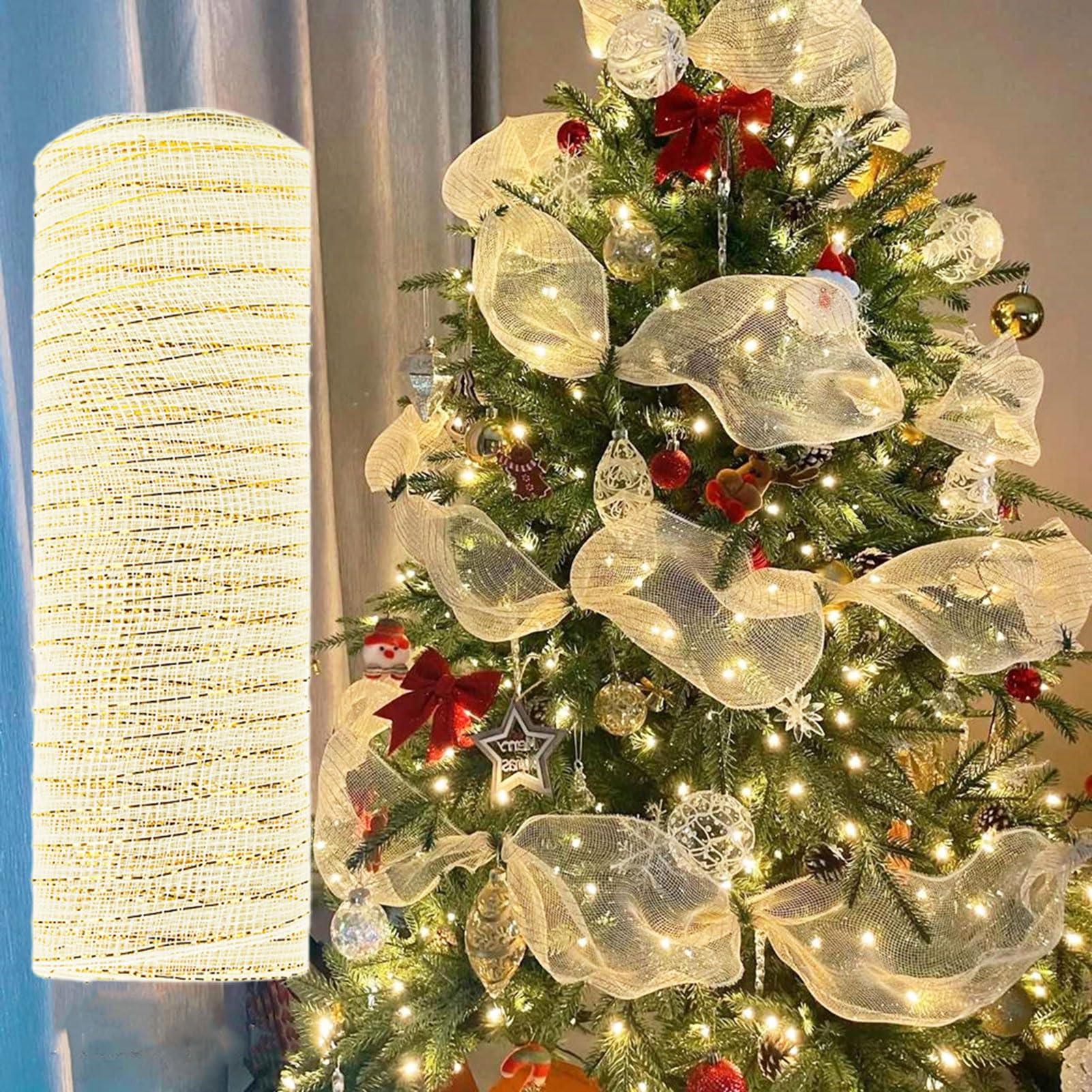 4 Rotoli Di Nastro Decorativo A Rete In Poliestere, 9,1 M, Con Lamina