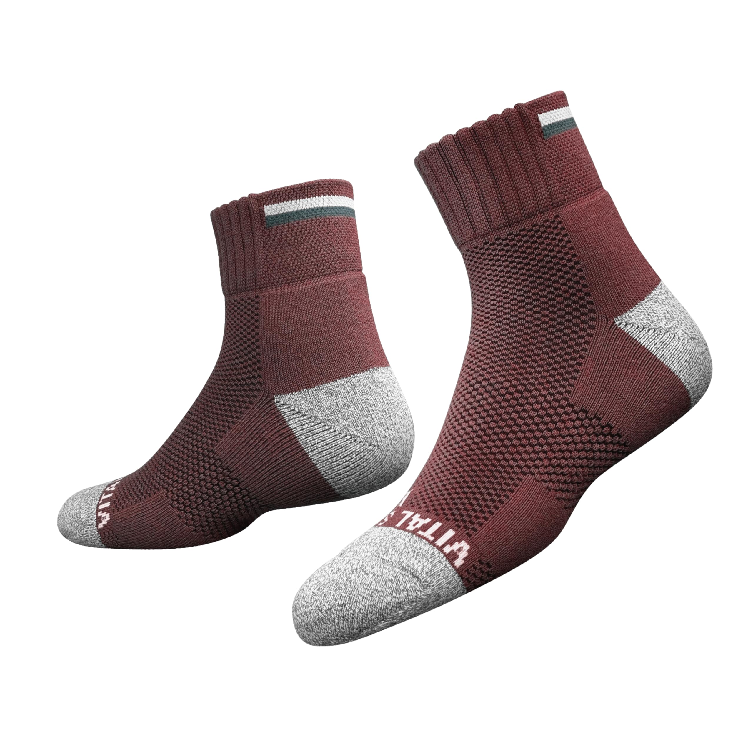 Vital Salveo-Hiking/Trek Sport Ankle Socks (Medium, Red- 3 Pairs)