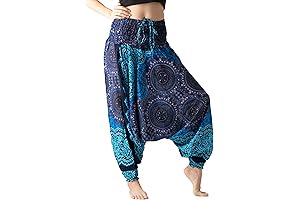 Flowy Blue Harem Jumpsuit for Women: Embracing Hippie Chic