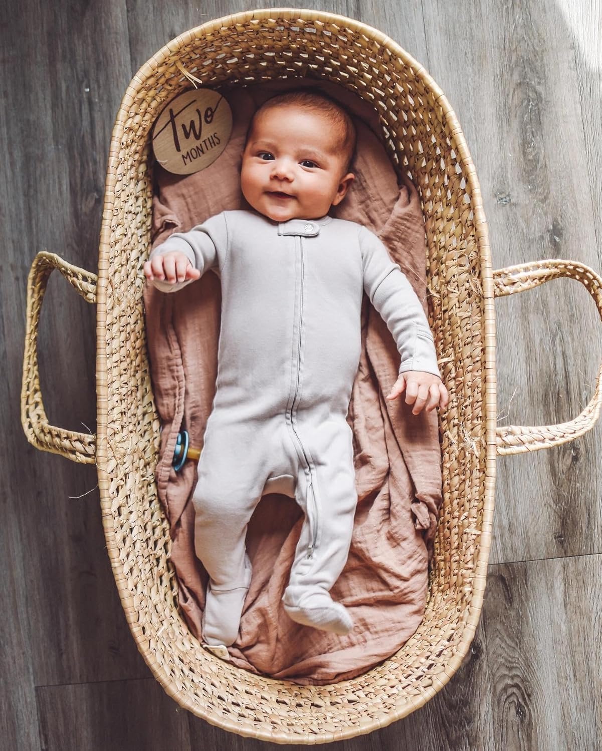 Organic 2-Way Zipper Footie in Light Gray - Image 2